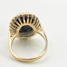 Load image into Gallery viewer, 2802: Vintage 9ct Gold Australian Blue Sapphire 24 Diamonds Diana Cluster Ring