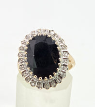 Load image into Gallery viewer, 2802: Vintage 9ct Gold Australian Blue Sapphire 24 Diamonds Diana Cluster Ring