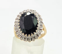 Load image into Gallery viewer, 2802: Vintage 9ct Gold Australian Blue Sapphire 24 Diamonds Diana Cluster Ring