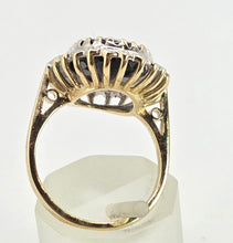 Load image into Gallery viewer, 2802: Vintage 9ct Gold Australian Blue Sapphire 24 Diamonds Diana Cluster Ring