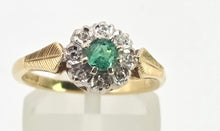 Load image into Gallery viewer, 2714: Vintage 18ct Gold Art Deco Style Emerald Diamonds Daisy Ring
