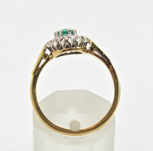 Load image into Gallery viewer, 2714: Vintage 18ct Gold Art Deco Style Emerald Diamonds Daisy Ring