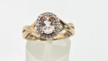 Load image into Gallery viewer, 2720: Vintage 9ct Gold Pink Morganite 22 Natural Sparkling Diamonds Dress Ring