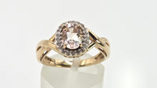 Load image into Gallery viewer, 2720: Vintage 9ct Gold Pink Morganite 22 Natural Sparkling Diamonds Dress Ring