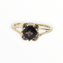 Load image into Gallery viewer, 2721: 14ct Gold Cognac Quartz Natural Chocolate Diamonds Ring