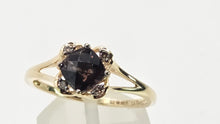 Load image into Gallery viewer, 2721: 14ct Gold Cognac Quartz Natural Chocolate Diamonds Ring