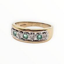 Load image into Gallery viewer, 2769: Vintage 9ct Gold Emeralds Natural Diamonds Ring