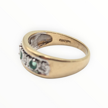 Load image into Gallery viewer, 2769: Vintage 9ct Gold Emeralds Natural Diamonds Ring