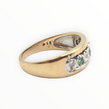 Load image into Gallery viewer, 2769: Vintage 9ct Gold Emeralds Natural Diamonds Ring