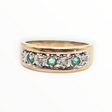 Load image into Gallery viewer, 2769: Vintage 9ct Gold Emeralds Natural Diamonds Ring