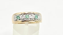 Load image into Gallery viewer, 2769: Vintage 9ct Gold Emeralds Natural Diamonds Ring