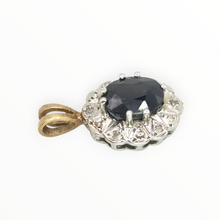Load image into Gallery viewer, 2810: Vintage 9ct Gold Blue Sapphire Diamonds Diana Style Pendant