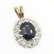 Load image into Gallery viewer, 2810: Vintage 9ct Gold Blue Sapphire Diamonds Diana Style Pendant