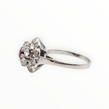 Load image into Gallery viewer, 2821- Vintage 14ct White Gold Ruby Natural Sparkling Diamonds (1.58ct) Cluster Ring