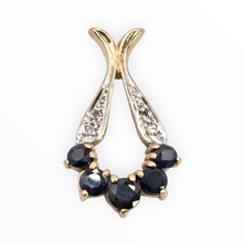 Load image into Gallery viewer, 2811 : Vintage 9ct Gold Sapphires Diamonds Pendant