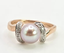 Load image into Gallery viewer, 2833: Vintage 9ct Rose Gold Pink Pear 10 Diamonds Ring
