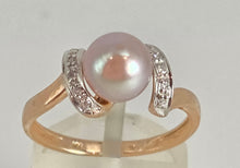 Load image into Gallery viewer, 2833: Vintage 9ct Rose Gold Pink Pear 10 Diamonds Ring