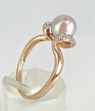 Load image into Gallery viewer, 2833: Vintage 9ct Rose Gold Pink Pear 10 Diamonds Ring
