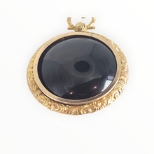 Load image into Gallery viewer, 2736 Victorian 9ct Gold Large Ornate Black Onyx Pendant & Chain (55cm)