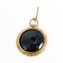 Load image into Gallery viewer, 2736 Victorian 9ct Gold Large Ornate Black Onyx Pendant & Chain (55cm)