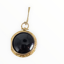 Load image into Gallery viewer, 2736 Victorian 9ct Gold Large Ornate Black Onyx Pendant & Chain (55cm)