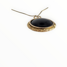 Load image into Gallery viewer, 2736 Victorian 9ct Gold Large Ornate Black Onyx Pendant & Chain (55cm)