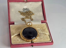 Load image into Gallery viewer, 2736 Victorian 9ct Gold Large Ornate Black Onyx Pendant & Chain (55cm)