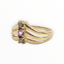 Load image into Gallery viewer, 2939: 9ct Gold Chocolate Diamonds Pink Topaz Geometric Set Ring