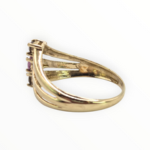Load image into Gallery viewer, 2939: 9ct Gold Chocolate Diamonds Pink Topaz Geometric Set Ring