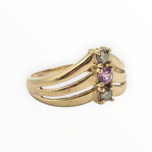 Load image into Gallery viewer, 2939: 9ct Gold Chocolate Diamonds Pink Topaz Geometric Set Ring