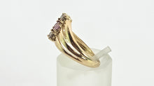 Load image into Gallery viewer, 2939: 9ct Gold Chocolate Diamonds Pink Topaz Geometric Set Ring