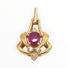 Load image into Gallery viewer, 2935 Vintage 18ct Gold Ruby Sparkling Natural Diamonds Pendant