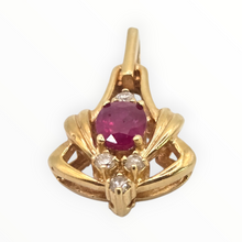 Load image into Gallery viewer, 2935 Vintage 18ct Gold Ruby Sparkling Natural Diamonds Pendant