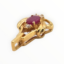 Load image into Gallery viewer, 2935 Vintage 18ct Gold Ruby Sparkling Natural Diamonds Pendant