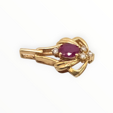 Load image into Gallery viewer, 2935 Vintage 18ct Gold Ruby Sparkling Natural Diamonds Pendant