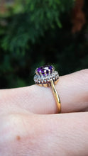 Load image into Gallery viewer, 0405: Vintage: 18ct Gold & Deep Purple Amethyst 12 Diamonds Cluster Ring