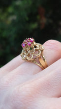 Load image into Gallery viewer, 1252: Vintage: 14ct Gold 7 Rubies Swirl Statement Cocktail Ring- Exceptional