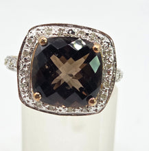 Load image into Gallery viewer, 2632; Vintage 9ct Gold Cushion Cut Smokey Quartz Diamonds Cocktail Ring