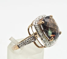 Load image into Gallery viewer, 2632; Vintage 9ct Gold Cushion Cut Smokey Quartz Diamonds Cocktail Ring