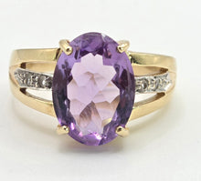 Load image into Gallery viewer, 2633 Vintage: 9ct Gold Lilac Amethyst Glacier Topaz Openwork Cocktail Ring