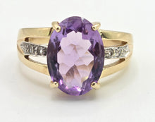Load image into Gallery viewer, 2633 Vintage: 9ct Gold Lilac Amethyst Glacier Topaz Openwork Cocktail Ring