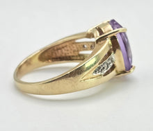Load image into Gallery viewer, 2633 Vintage: 9ct Gold Lilac Amethyst Glacier Topaz Openwork Cocktail Ring