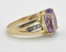 Load image into Gallery viewer, 2633 Vintage: 9ct Gold Lilac Amethyst Glacier Topaz Openwork Cocktail Ring