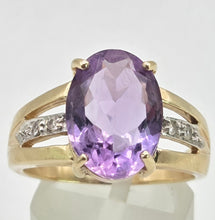 Load image into Gallery viewer, 2633 Vintage: 9ct Gold Lilac Amethyst Glacier Topaz Openwork Cocktail Ring