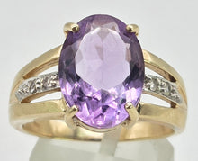 Load image into Gallery viewer, 2633 Vintage: 9ct Gold Lilac Amethyst Glacier Topaz Openwork Cocktail Ring