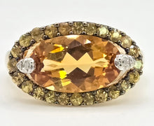 Load image into Gallery viewer, 2635- 9ct Gold Citrine, Yellow Sapphires Diamonds Cocktail Ring
