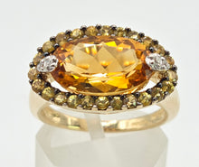 Load image into Gallery viewer, 2635- 9ct Gold Citrine, Yellow Sapphires Diamonds Cocktail Ring