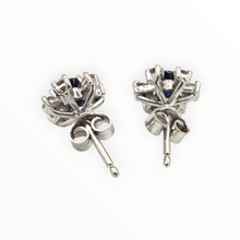 Load image into Gallery viewer, 2637: Vintage 18ct White Gold Sapphire Diamonds Flower Head Stud Earrings