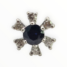 Load image into Gallery viewer, 2637: Vintage 18ct White Gold Sapphire Diamonds Flower Head Stud Earrings