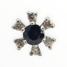 Load image into Gallery viewer, 2637: Vintage 18ct White Gold Sapphire Diamonds Flower Head Stud Earrings